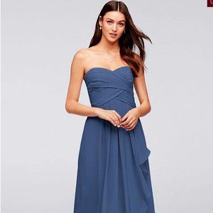 David's Bridal Strapless Crinkle Chiffon Dress